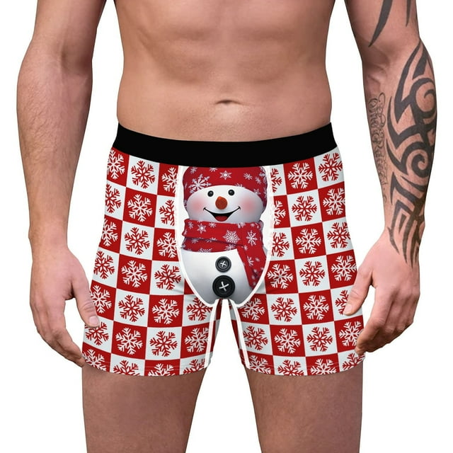 LSLJS Christmas Digital Printing Breathable Close Fitting Men's Underpants Comfortable Boxers, Boxers for Men