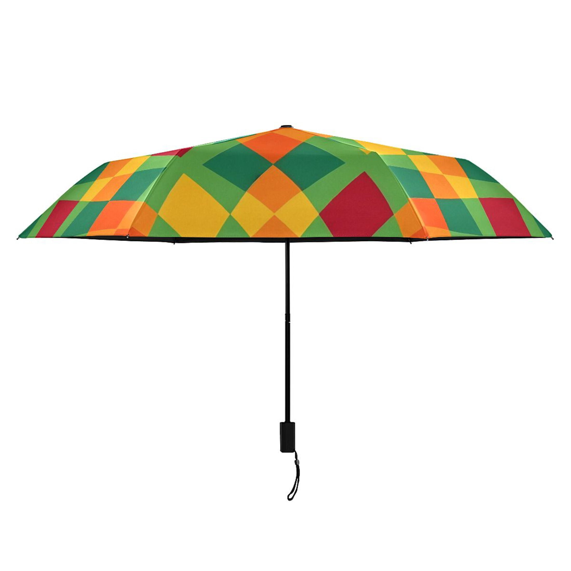 ALAZA Art Checkered Grid UPF 50+ Compact Folding Umbrella for Rain Travel Umbrella Packable