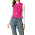 thumbnail image 5 of DARING DIVA Women's Denim Sleeveless Flap Pockets Vest Jacket S Fuchsia, 5 of 7