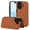 Brown, variant on Allytechgroup Flip Wallet Case for iPhone 17 with Card Slots, Premium PU Leather [RFID Blocking] [Double Magnetic Button] Kickstand Shell, Shockproof Anti-Fall Protective Case, Purple