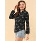 thumbnail image 2 of Allegra K Blusa Estampado Floral Pajarita Cuello Con Volantes Manga Larga Top Para Mujer Negro S, 2 of 6