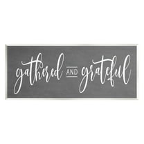 Stupell Industries Gathered & Grateful Fancy Cursive Thankful Family Graphic Art Unframed Art Print Wall Art, Design by Lettered and Lined