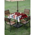 thumbnail image 3 of Outdoor Tablecloth with Umbrella Hole and Zipper, Red Black Plaid Christmas Square Table Cloth 60x60 Inch Waterproof Tablecloth, Xmas Snowman Snowflake Winter Picnic Table Cover for Patio Camping, 3 of 7