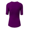 thumbnail image 3 of J. METHOD Girl's Junior Basic Casual 3/4 Elbow Half Length Sleeve Active V-Neck Uniform T-Shirt, 3 of 5