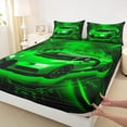 thumbnail image 4 of Homewish Sport Car Player Twin Sheet Sets for Boys, Speed Sports Lover Twin Fitted Sheet, Neon Green Cartoon Flat Sheet, Ultra Soft Bedroom Decor, 3-Piece, 4 of 8