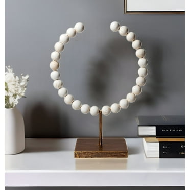 HomeRoots 392494 White Beaded Sculpture