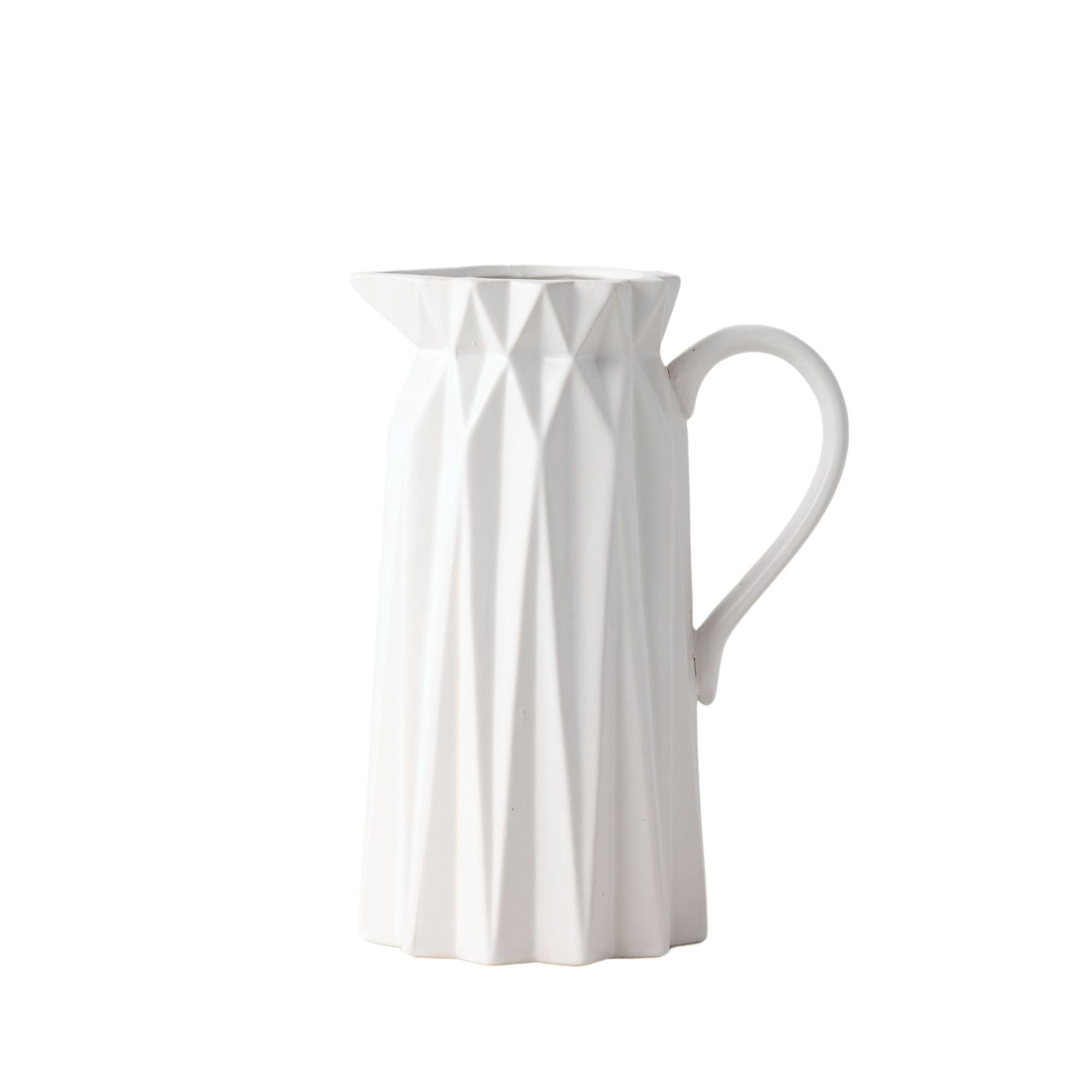 Sullivans Origami Pitcher Vase 9"H White