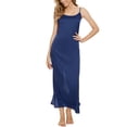 thumbnail image 2 of INSPIRE CHIC Women's Satin Pajama Cami Dress Nightshirt Sleepwear Lounge Long Nightgown XS Blue, 2 of 5