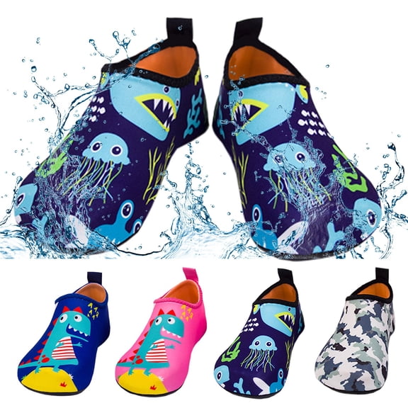 FUZHIQ Kids Protective Toe Water Shoes Boys Girls Barefoot Aqua Socks Non- Quick Dry Beach Pool Swimming Toddler Outdoor Shoes,2-2.5 Years