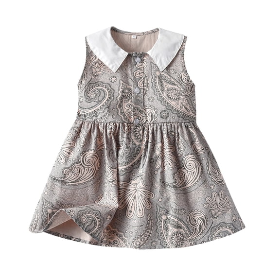 IROINNID Toddler Girls Sleeveless Floral Printed Sleeveless Pretty Princess Dress