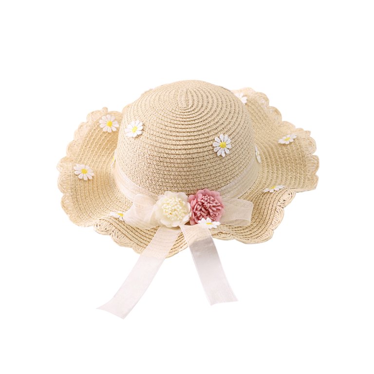 Lilgiuy Baby Sun Hat Summer Children's Flower Bow Decorated Hat