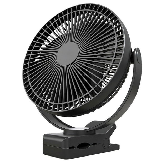 Ventilador de flujo de aire con clip, batería recargable USB de 5 pulgadas