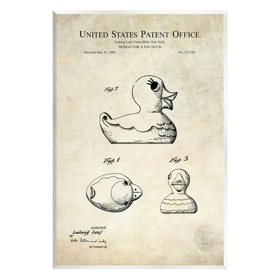 Stupell Industries Vintage Toy Duck Diagram Graphic Art Unframed Art Print Wall Art, Design by Karl Hronek