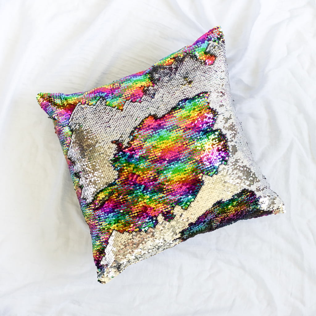 Ankit 16"x16" with INSERT Mermaid Sequin Pillow with Color Changing
