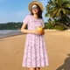 thumbnail image 4 of Balery Ribbon Bow Vestidos sueltos de manga corta para mujer, vestidos de verano 2025, vestidos casuales de corte A con vuelo., 4 of 6