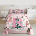 thumbnail image 2 of Homewish Pink Monogrammed R Queen Comforter Set for Teens, Merry Christmas Bedding Sets, Kawaii Xmas Tree Nutcracker Reversible Bedding Comforter Set, Super Cozy Room Decor, 3pcs, 2 of 8