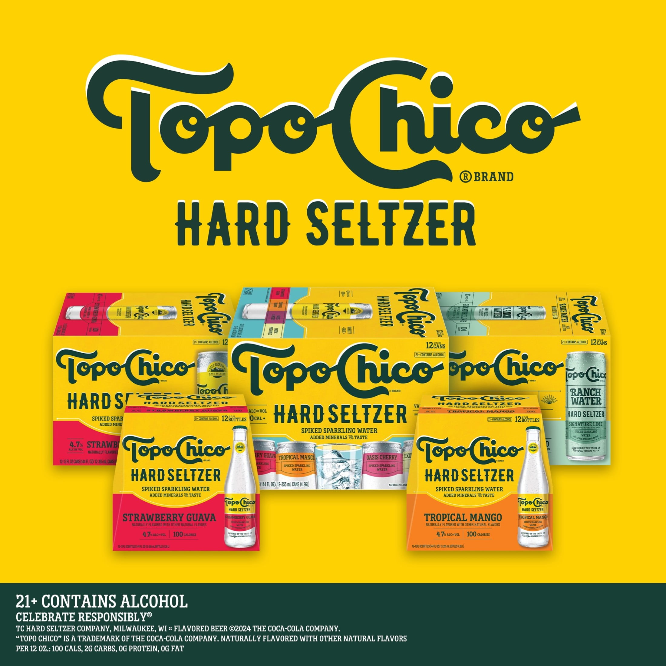 Topo Chico Hard Seltzer Variety Pack , 12 Pack, 12 fl oz Aluminum Cans, 4.7% ABV