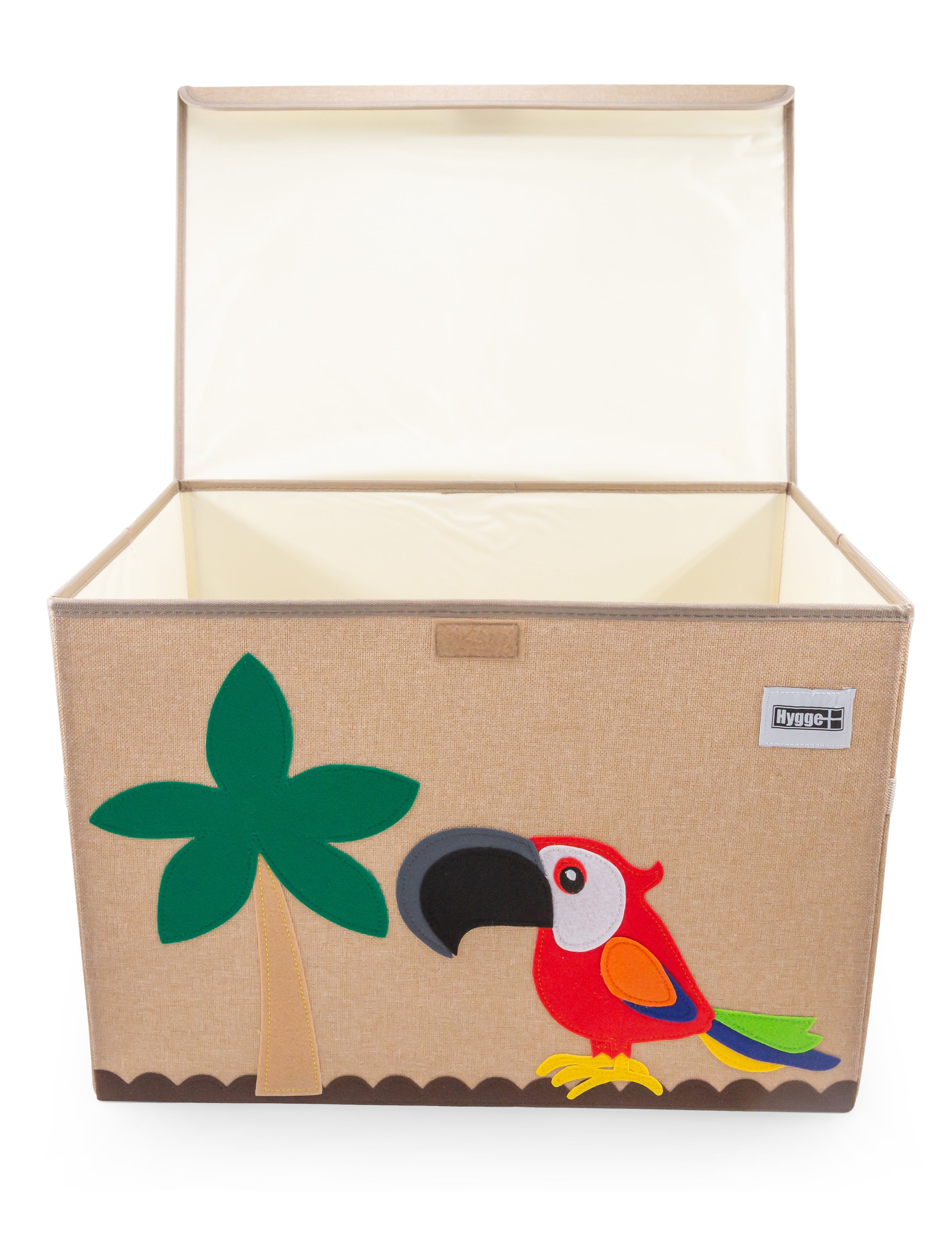 HYGGE + Animial Toy Storage Bin with Lid 20.8" x 13" x 13" Durable fabric & lightweight design. Great for storing toys, books, linens, games, clothing, baby products & more! (Bird)