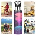 thumbnail image 7 of Yayeee 20oz Double Wall Stainless Steel Water Bottle with Flip Straw, Night Neon Road, 7 of 7