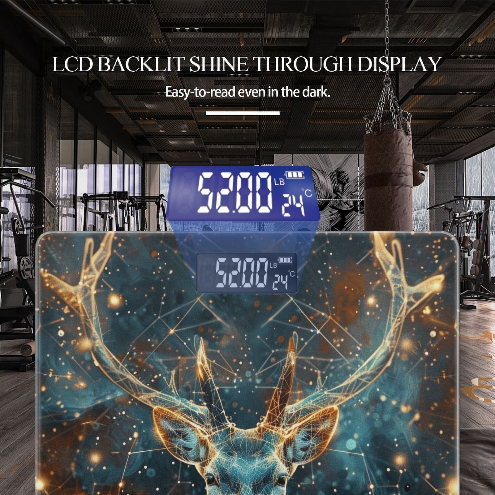 High Precision Body Weight Scale Smart Bathroom Scales with Large LCD Display(400lbs),Decorative for Bedroom-Starry Sky Constellation Deer Gorgeous