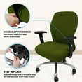 thumbnail image 3 of PiccoCasa Stretch Office Chair Cover Jacquard Stripe Computer Chair Protector, Medium, Green, 3 of 6