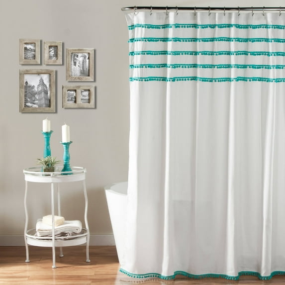 Lush Decor Aria Pom Pom Shower Curtain