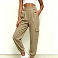 thumbnail image 6 of Elvqul Womens Cargo Pants with Multi Pockets, High Waisted Joggers Elastic Waist Button Quick Dry Casual Baggy Relaxed Fit Athletic Pants for Hiking Climbing Workout, 6 of 8