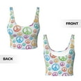 thumbnail image 6 of Sports Bras for Women Workout Tank Tops, cool peace sign white Running Vest with Removable Cups, 6 of 7