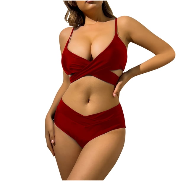 Underwire Trajes de Baño para las Mujeres Color Sólido Dos Piezas de Cintura Alta, Delgado Y Sexy Trajes de Baño de Bikini para Mujeres
