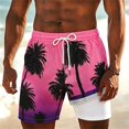 thumbnail image 2 of Tisuna Mens Swimming Trunks Elastic Waist Double Layered 2 In 1 Swim Shorts Quick Dry Breathable Mens Beach Vacation Graphic Print Beach Shorts Size L Hot Pink, 2 of 5