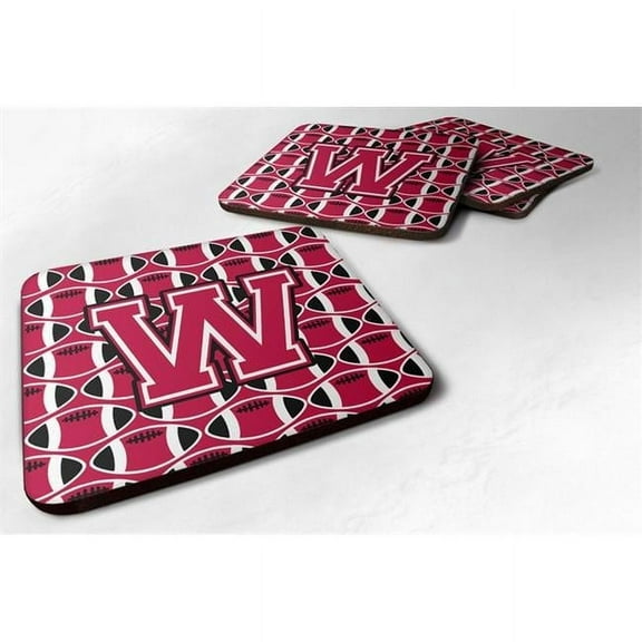 Letter W Football Crimson & White Foam Coaster, Set of 4