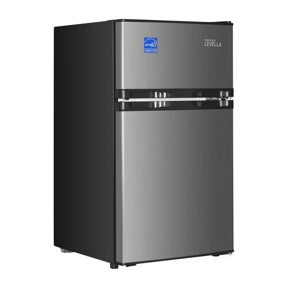 Premium Levella PRF316300HS 3.1 cu ft Top Freezer Mini Fridge in Silver