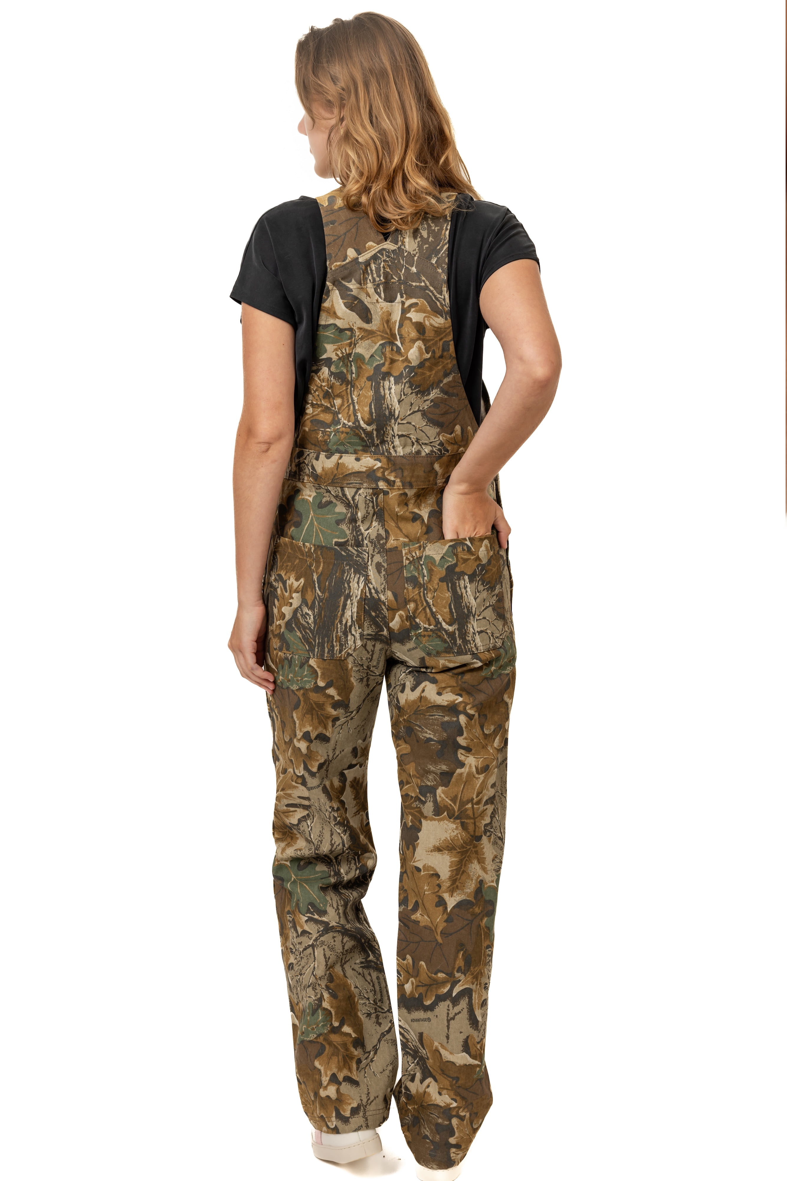 Realtree Women's Camo Hunting Cotton Bib Overalls, All-season Uninsulated Camouflage Bib Overalls for Outdoor Activities