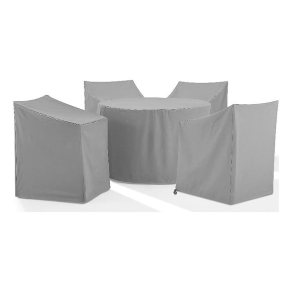 Crosley Furniture 5PC Round Vinyl Outdoor Dining Furniture Cover Set in Gray