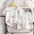thumbnail image 2 of felwors Two Piece Short Sleeve Toddler Pajamas PJ Sets for Boys and Girls - Adorable Pattern Summer Pajamas Shorts to Keep Cool While Sleeping, Size 12 Months to 5T (2-3 Years,Light Yellow), 2 of 6