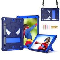 Dteck for iPad 10.2 Case Shockproof Rugged Protective, iPad Case 9th/8th/7th Generation with Crossbody Shoulder Strap for Kids, iPad 9th 8th 7th Gen Case 2021 2020 2019 with Kickstand,Navy Blue