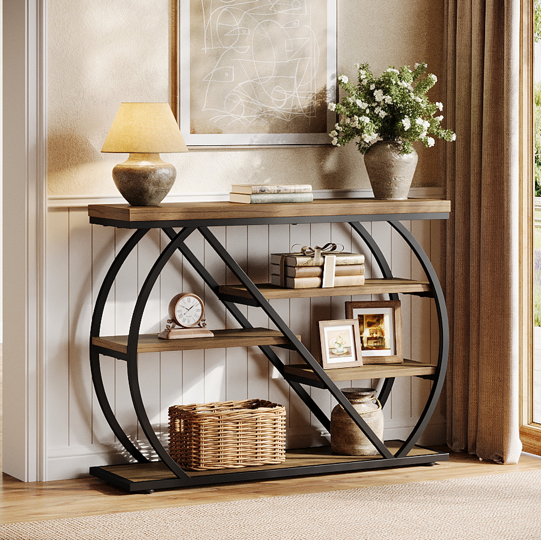 Mainstays Westley Console Table, Warm Walnut Finish - Walmart.com