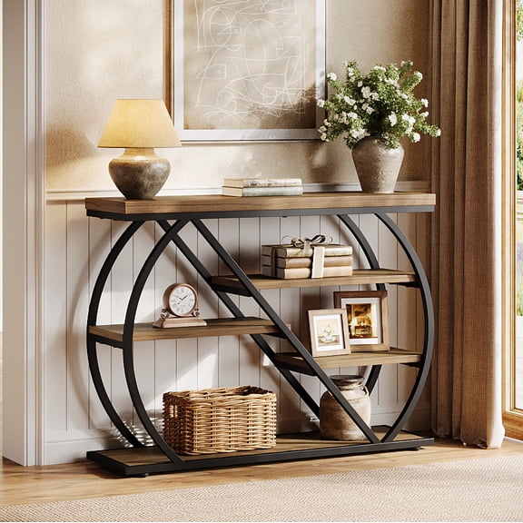 Tribesigns 41.3" Console Table, 5-Tier Industrial Entryway Table with Storage Shelves and Arched Metal Frame for Living Room, Foyer