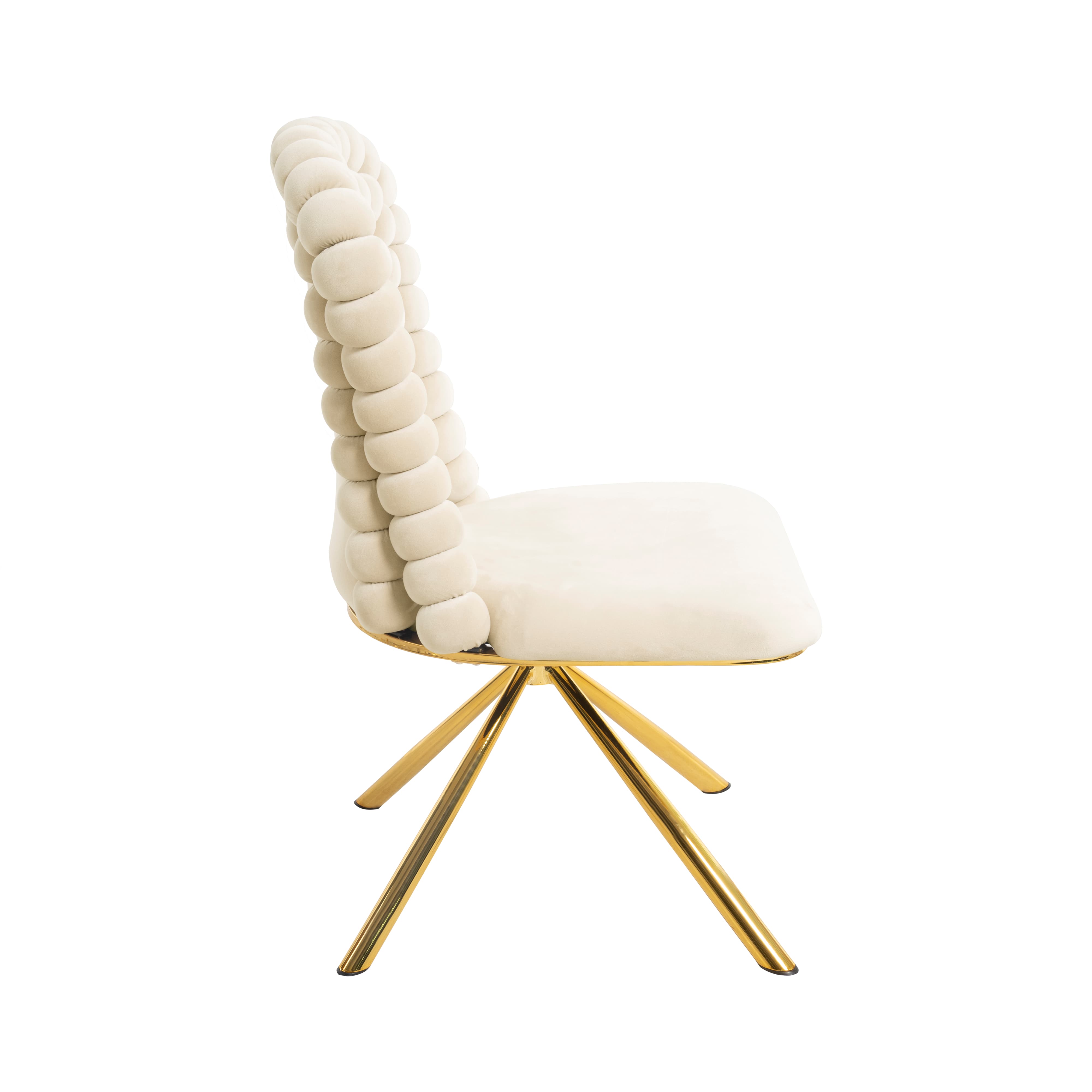 Aukfa Velvet Dining Chairs Set of 2, 360° Swivel Upholstered Accent Chairs for Bedroom/Living Room,Beige