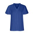 thumbnail image 4 of Mujeres sueltas casual manga corta cuello pico sólido casual blusa camiseta túnica tops OAVQHLG3B Store  lin121212, 4 of 5