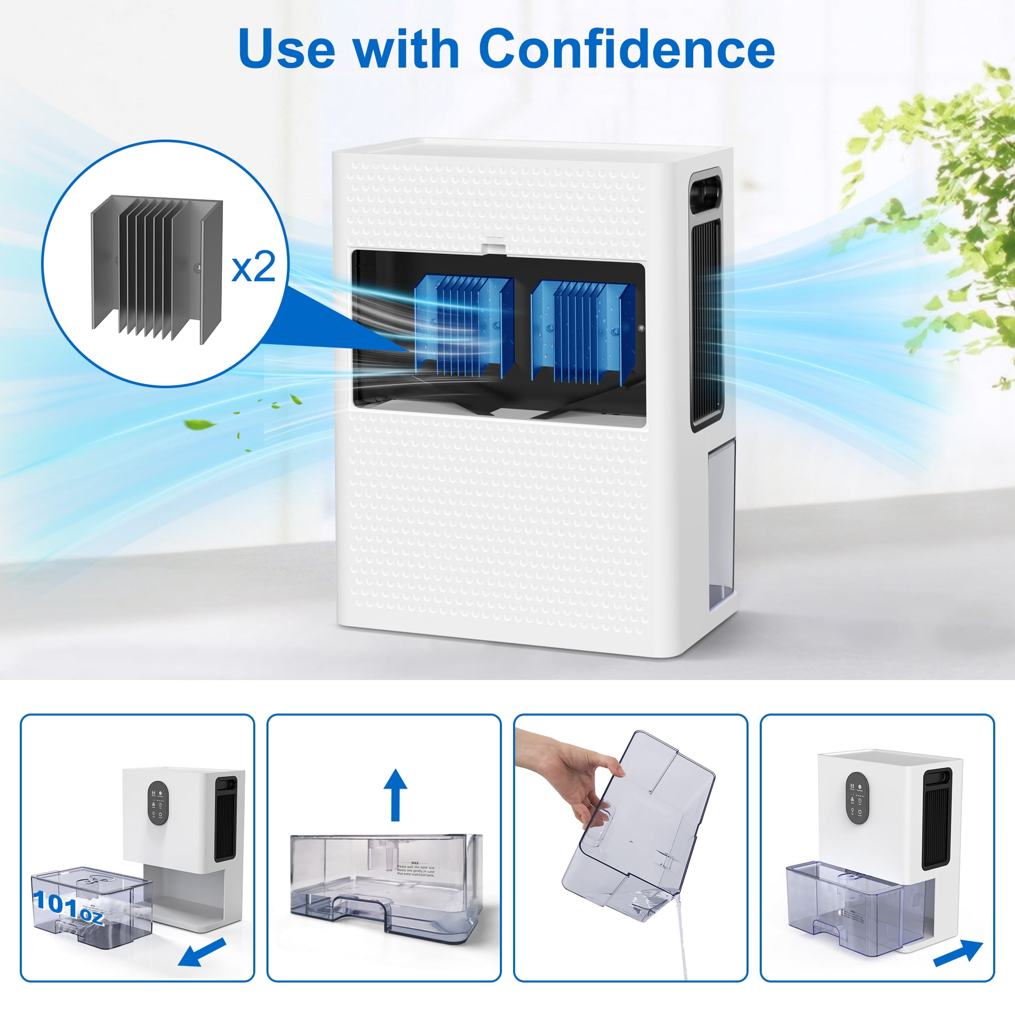 Nefoso 101 oz Dehumidifier for Basement, 800 sq. ft Coverage Area Quiet Dehumidifier with Timer, Sleep Mode, Defrost, 7 Color Light for Home Bathroom Bedroom Living Room Closet RV