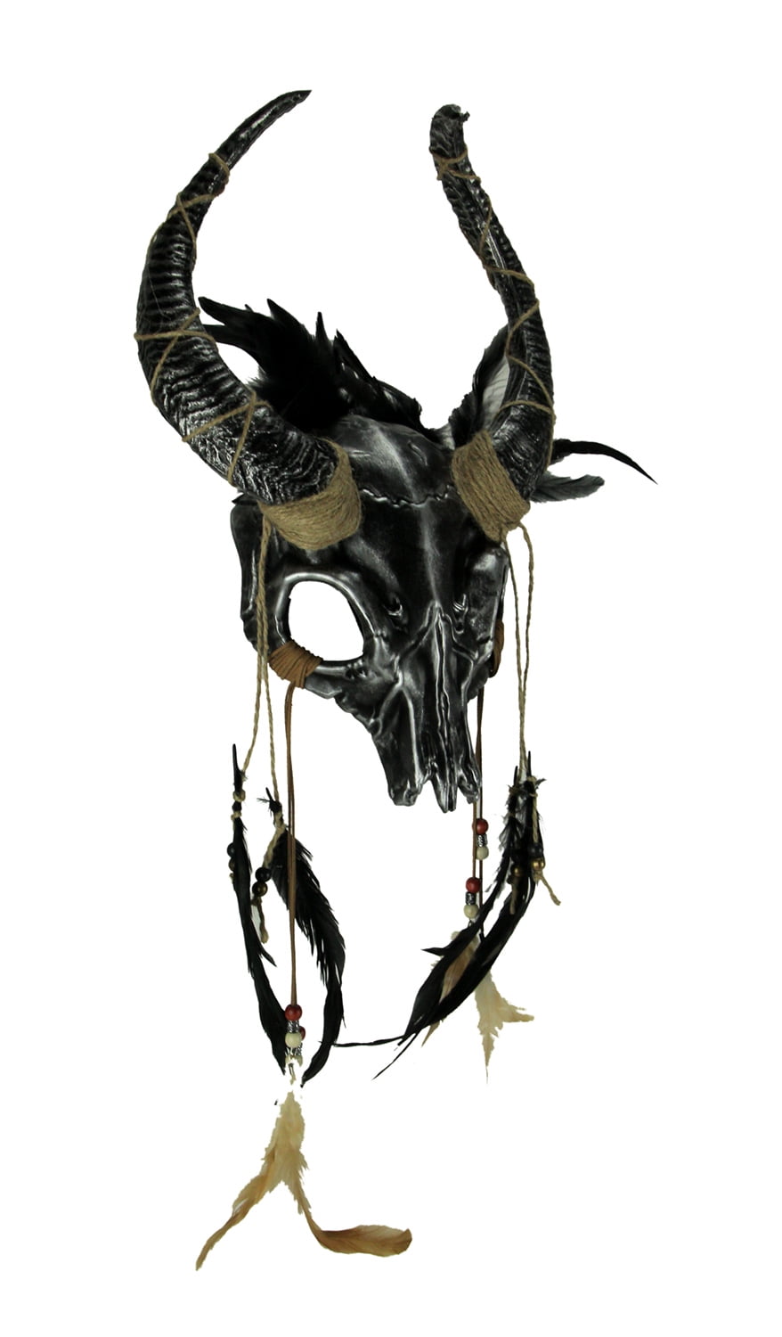 krak internettet Seks KBW Metallic Horned Skull with Feathers Adult Halloween Costume Mask,  Silver - Walmart.com