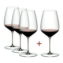 RIEDEL Veloce Cabernet and Merlot Machine-Made Dishwasher-Safe Diamond-Shaped Crystal Glass (4-Pack, Clear)