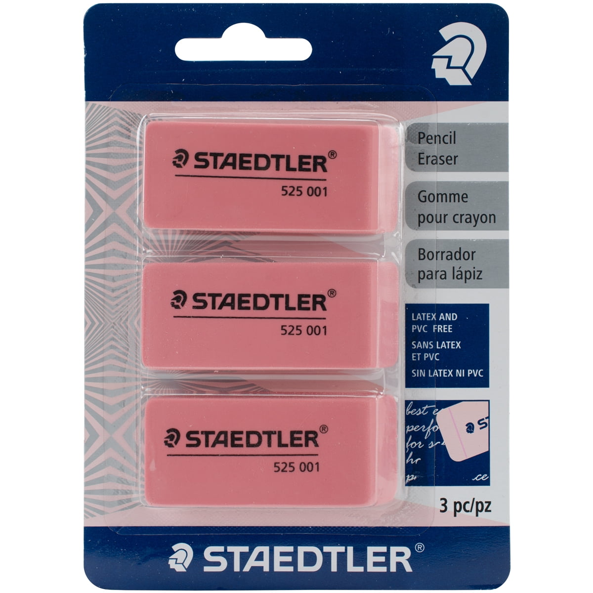 STAEDTLER Pink Beveled Erasers, 3Pack