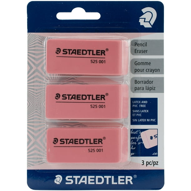 Pencil Eraser 3/PkgPink