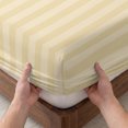 thumbnail image 3 of Queen Size Fitted Sheet Set - Yellow Stripes 3 Piece Bedding Sets 16" Deep Pocket Fitted Sheet with 2 Pillowcases, Modern Vertical Striped Geometric Simple Brushed Microfiber Hotel Luxury Bed Sheets, 3 of 9