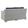 thumbnail image 6 of Lounge Loveseat Sofa, Sunbrella, Rattan, Wicker, Light Grey Gray Blue Navy, Modern Contemporary Urban Design, Outdoor Patio Balcony Cafe Bistro Garden Furniture Hotel Hospitality, 6 of 9