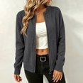 thumbnail image 5 of WULMLEO Women Zip Up Knit Cardigan, Long Sleeve Stand Collar Sweater Jacket with Pockets Soft Lightweight Loose Fit Casual Outerwear Gray L, 5 of 5