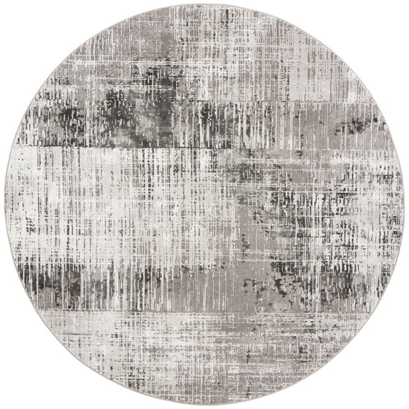 SAFAVIEH Craft Emmet Faded Abstract Area Rug, Grey/Dark Grey, 4' x 4' Round