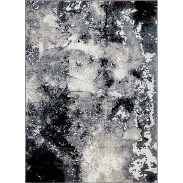 Ladole Rugs Everest Collection Siesta Abstract Contemporary Style Smooth Area Rug Carpet for Dining Room, Bedroom, Living Room in Grey, 5x8(5'3" x 7'6", 160cm x 230cm)